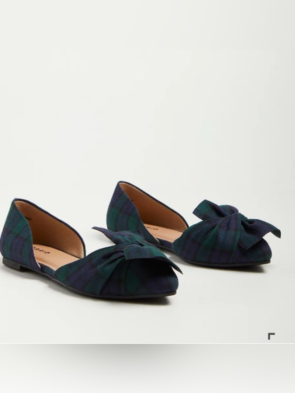 Torrid Blue/Green Plaid Bow Pointed Toes Flats Womens 11WW